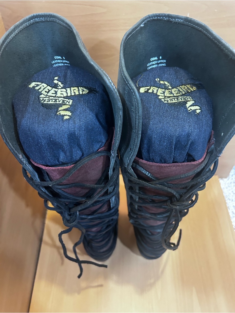 Freebird by Steven Coal Black Leather Tall Boots Size 8 - Picture 7 of 11